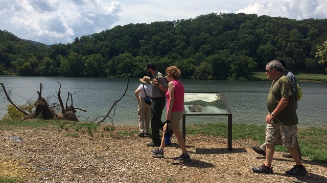 Visitors at a wayside