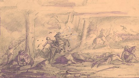 sketch drawing of the battle of Chickamauga by a veteran