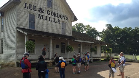 Tour being given at Lee and Gordon's Mill about the Battle of Chickamauga