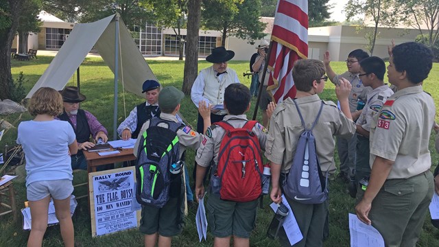 Boy scouts participating in a youth program