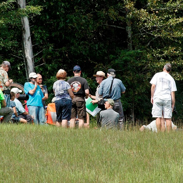 park historian addressing a crowd