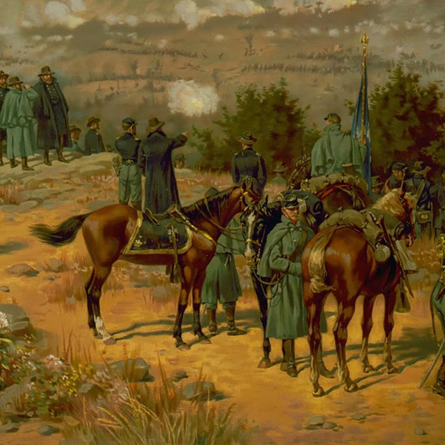 General Grant watches the assault on Missionary Ridge from Orchard Knob