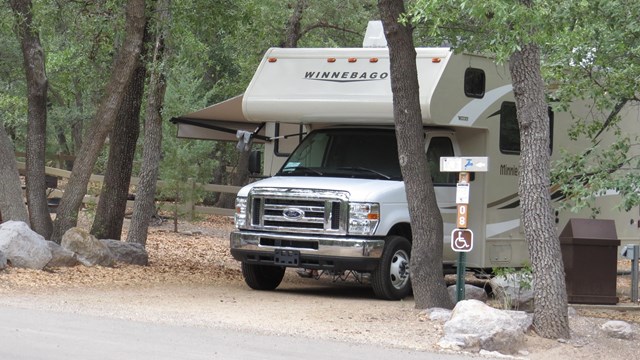 RV parked in campsite