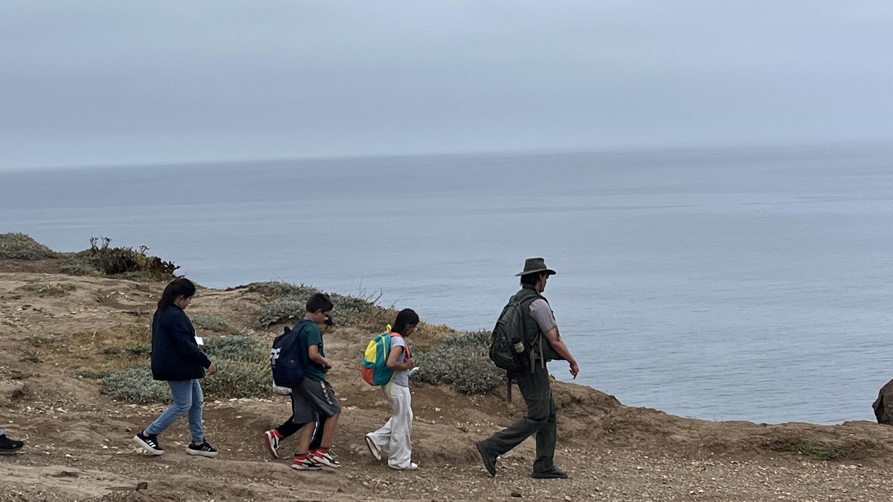 Ranger leading students on an island hike