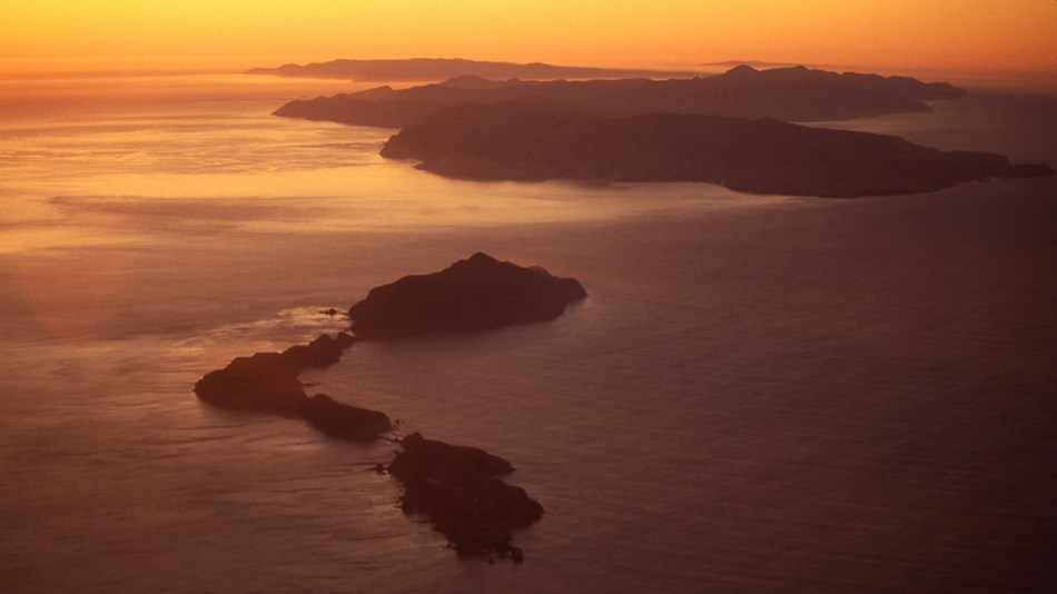 Aerial photo Anacapa and Santa Cruz Island at sunset. ©timhaufphotography.com