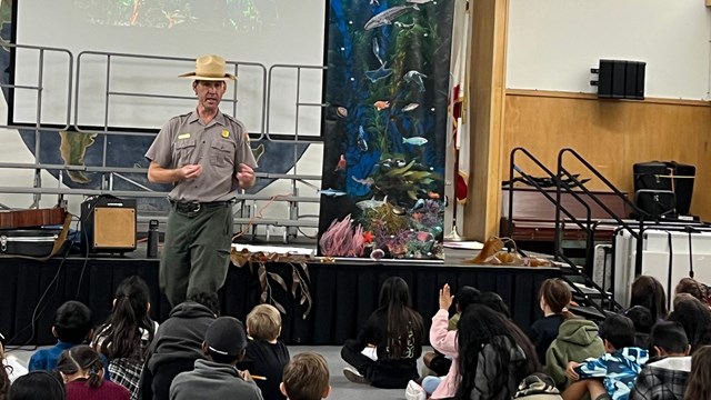 ranger in classroom teaching kids. 