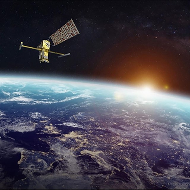 satellite over earth from space