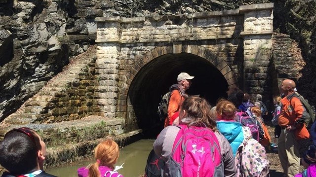 Youth on a hike near Paw Paw Tunnel.