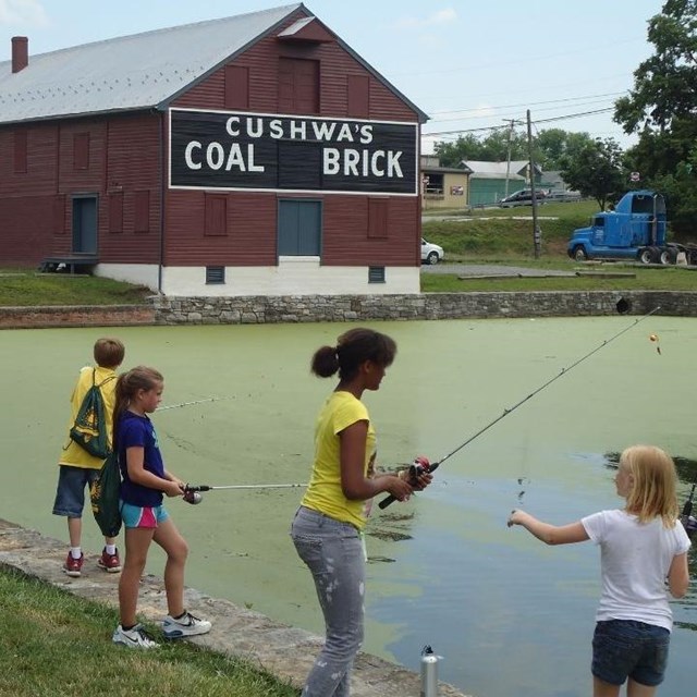 Youth fishing at Cushwa Basin.