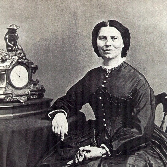 Clara Barton photographed by Matthew Brady around 1865