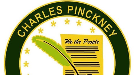 Charles Pinckney National Historic Site Graphic Logo of quill pen and Constitution