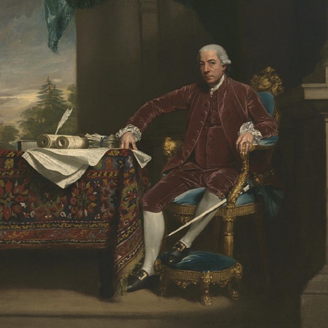 Portrait of man, Henry Laurens, sitting at a desk