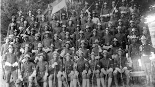 African-American soldiers posing for group photo