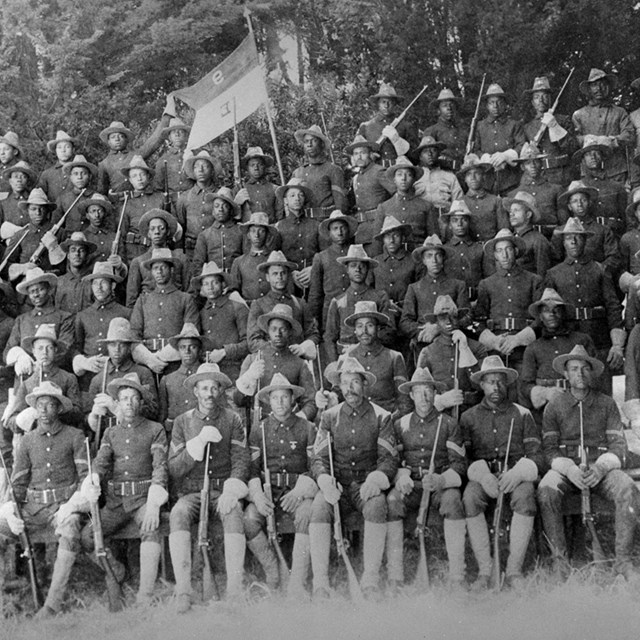 African-American soldiers posing for group photo