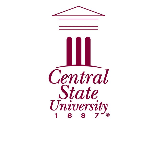 An artistic drawing of a bell tower with text Central State University 1887 on bottom