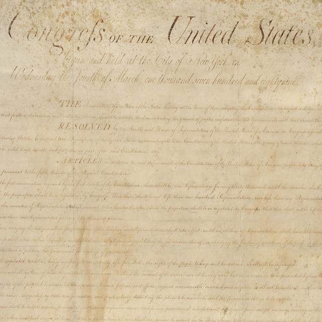 parchment with 'congress of the united states' across the top in faded cursive