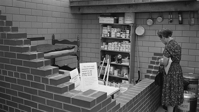A bomb shelter display, early 1960s