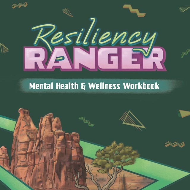 Cover page of the Resiliency Ranger workbook, featuring a color drawing of orange canyons