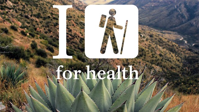 I hike for health logo, agave and canyon in the background