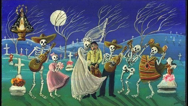 Painting of Dia de los muertos celebration