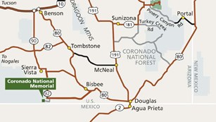 A map of southeast Arizona