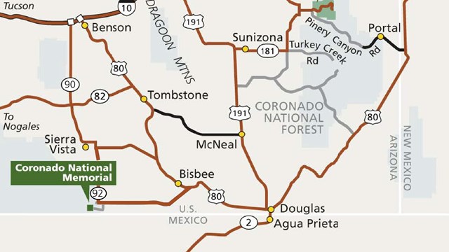 A map of southeast Arizona