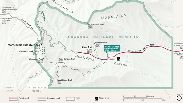 A map of Coronado National Memorial