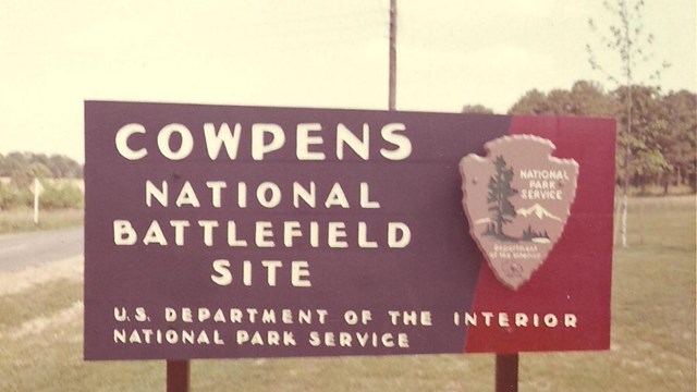 Historic sign for Cowpens National Battlefield 