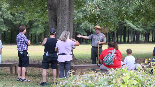 Ranger speaking to visitors 