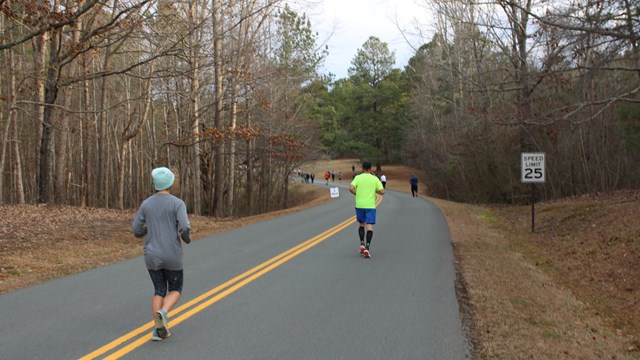 Visitors run on the loop road.  