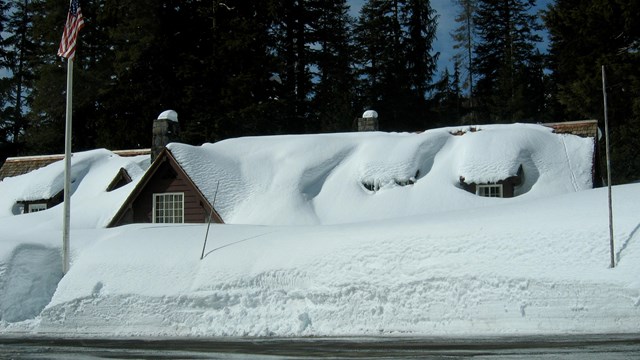View of the Steel Information Center in snow