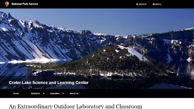 Screenshot of Crater Lake's Science and Learning Center page