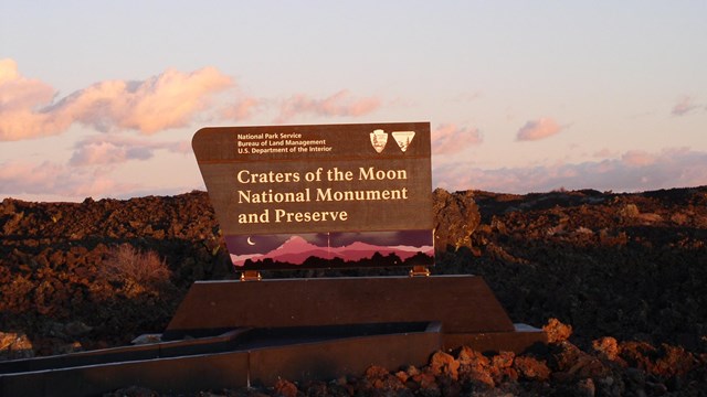 The Craters of the Moon entrance sign