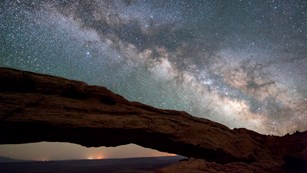 Night sky above Mesa Arch in Canyonlands
