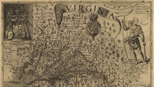 Historic map of Virginia, circa 1624