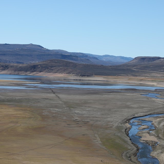 Low water levels in Iola Basin on Blue Mesa