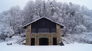 Kendall Ledges Shelter in the winter