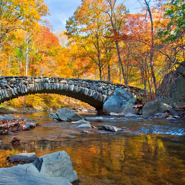 A stone bridge over Rock Creek