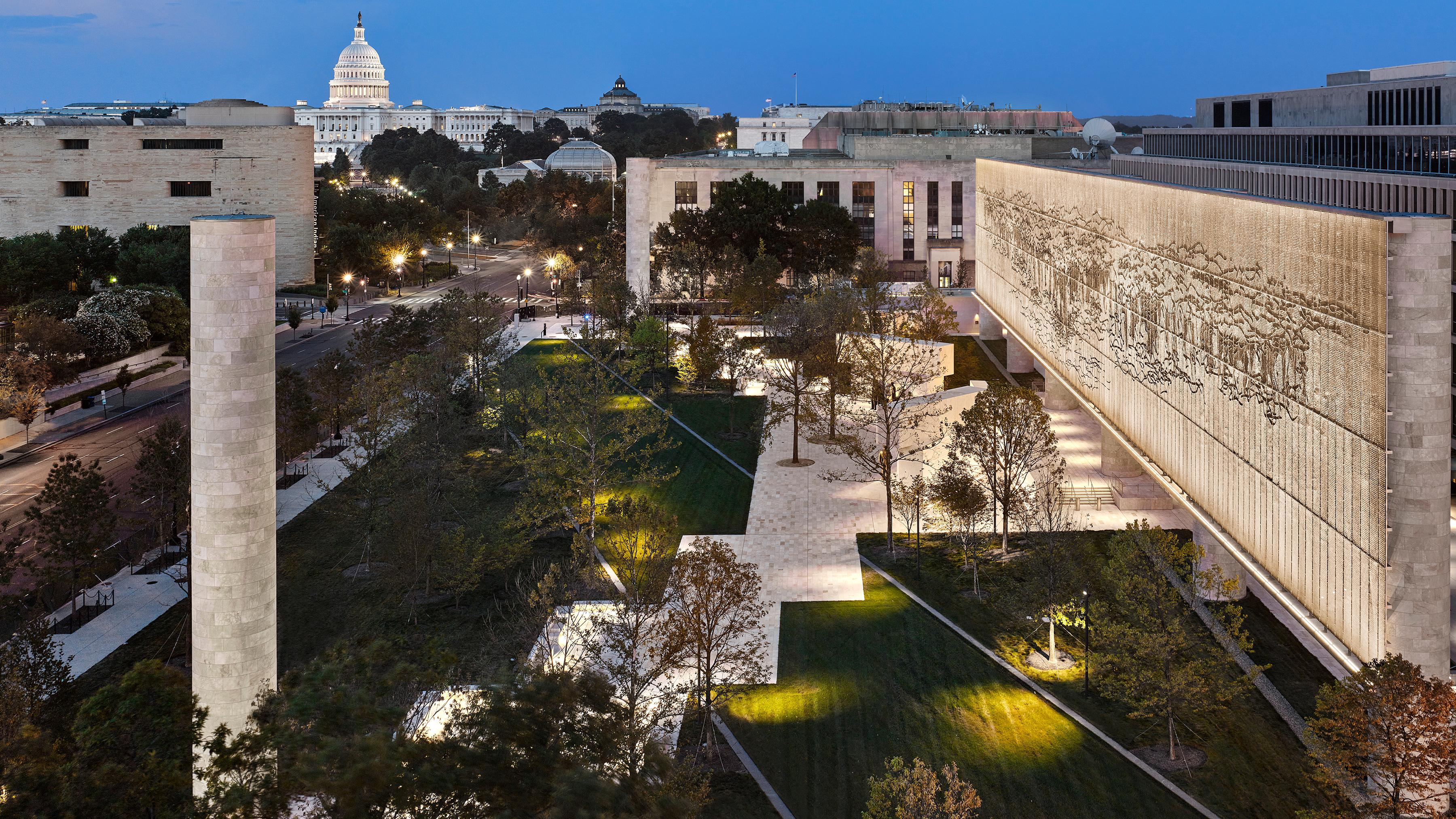 Aerial view of the Dwight D. Eisenhower Memorial