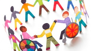 Accessibility paper dolls in a circle