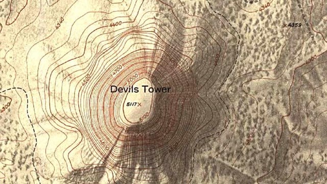 Topographic map of Devils Tower