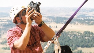 A Climber filming his fellow climbers.