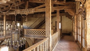 lavish decor of tile and wood inside the castle
