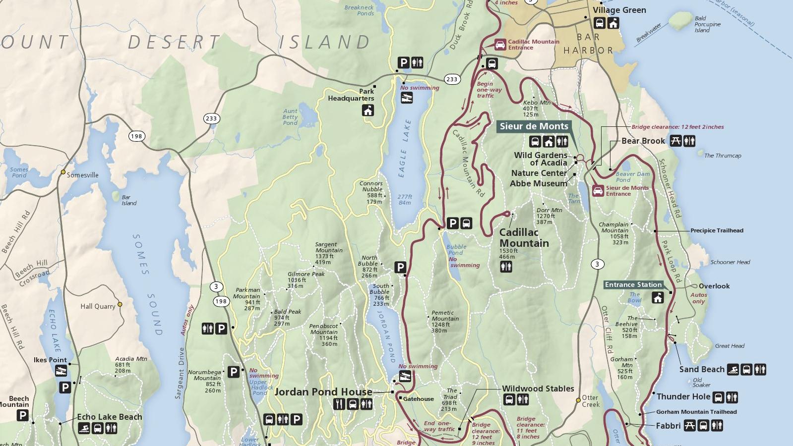 Map of section of Acadia National Park