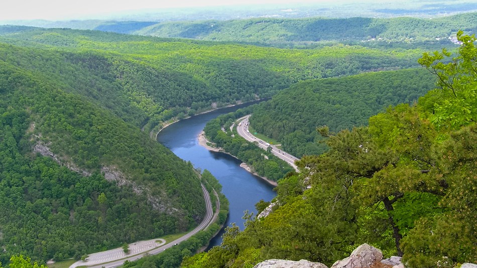 Pennsylvania National Parks - The Delaware River stretches for miles into the distance as seen from Mount Tammany