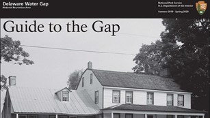 Front page of the Guide to the Gap publication with a black and white photo of a historic house. 