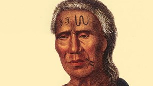 drawing of a Lenape man