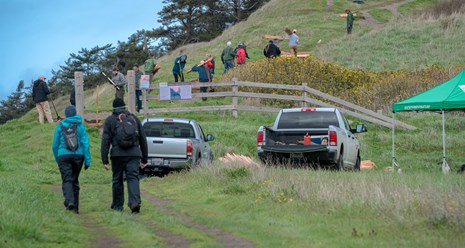 Volunteers doing trail maintenance.