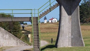 people explore the battlements at fort casey