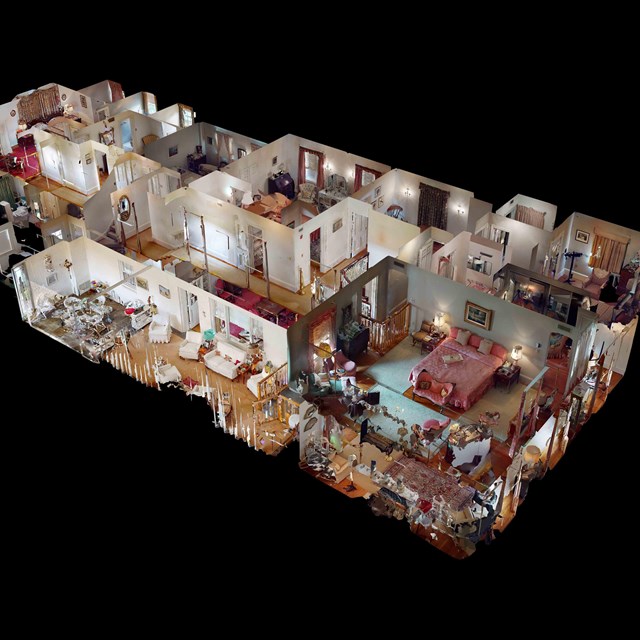 A 3D cut away view of the interior of the Eisenhower Home.